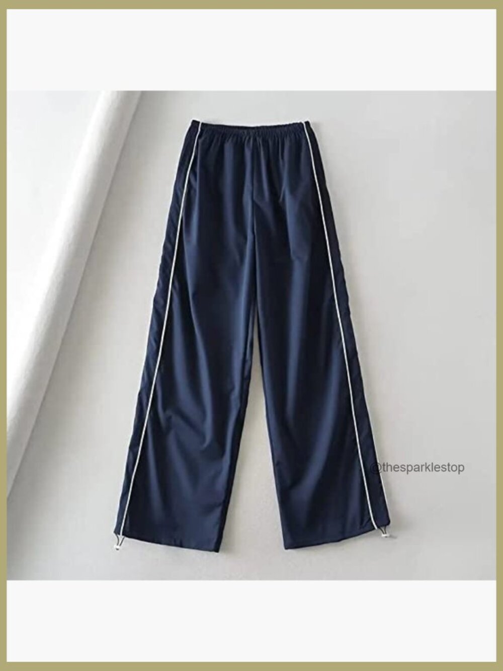 Baggy Y2K Parachute Pants Low Rise Track Pants with Drawstring Cuffs - Picture 6 of 7